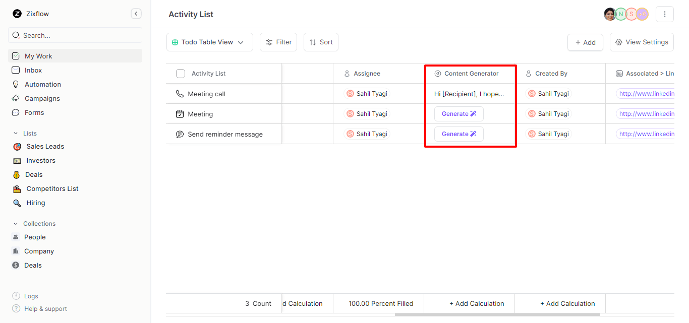 Zixflow custom AI-fields to generate tailored content with a click.