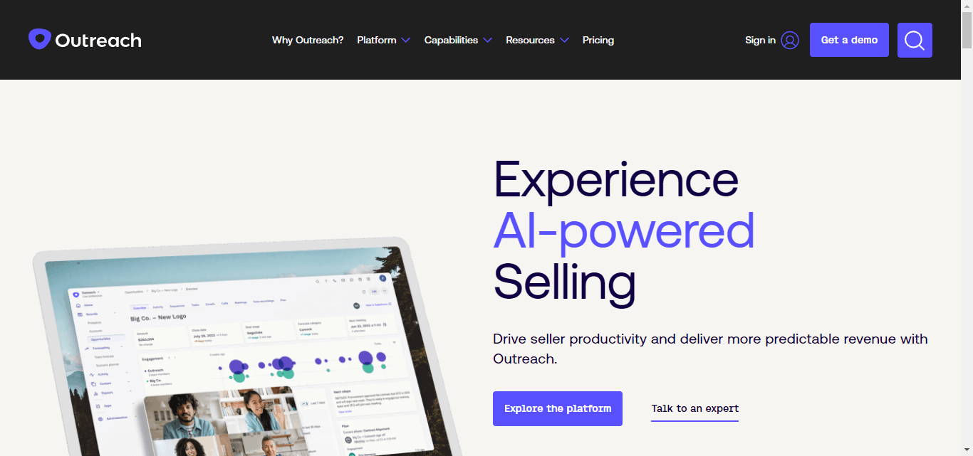 Outreach.io, an AI-driven sales automation system.
