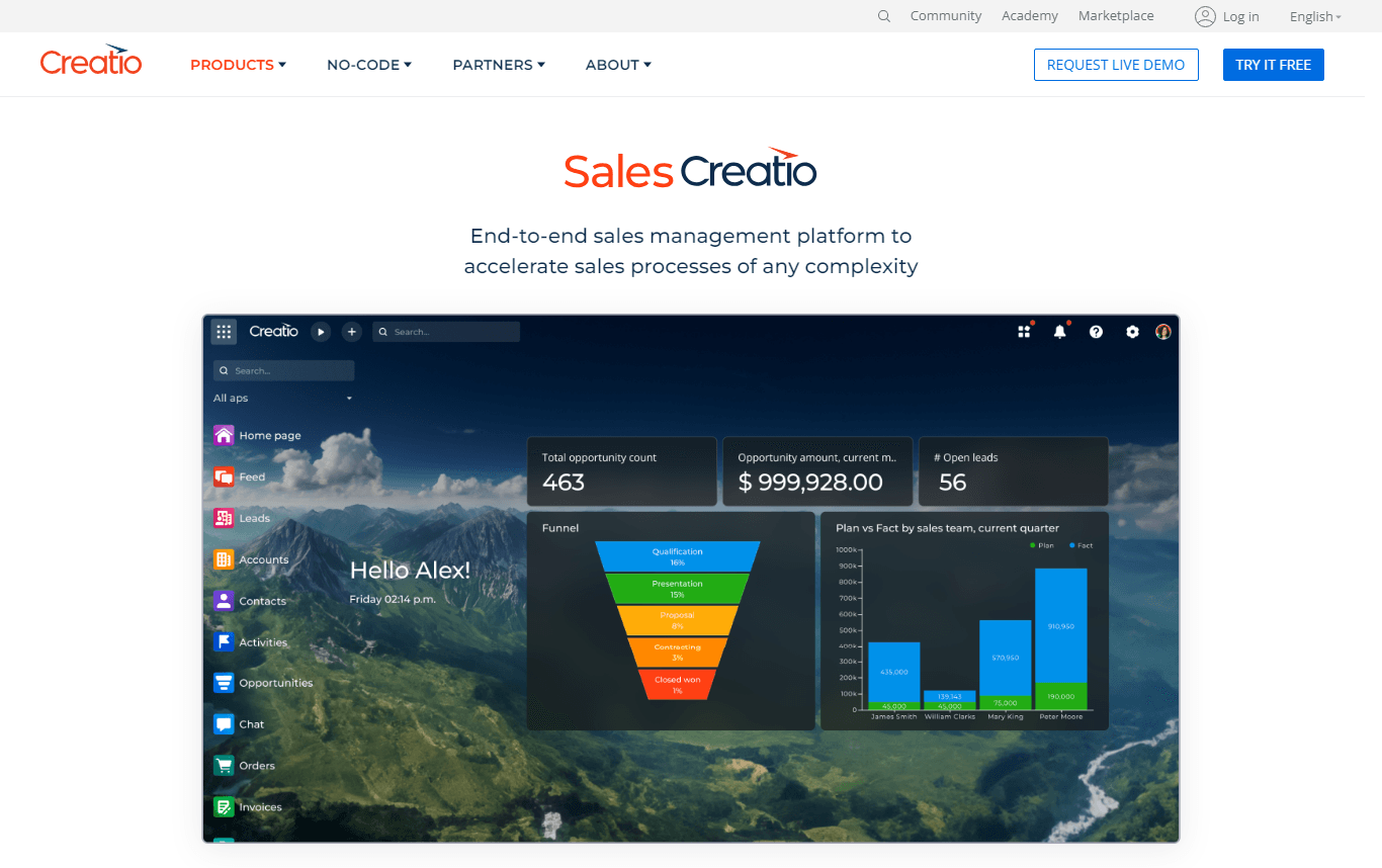 Sales Creatio, a sales automation platform.