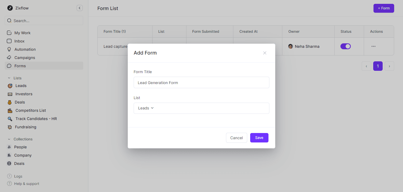 In Zixflow, you can link a form to a list for automatic segmentation.