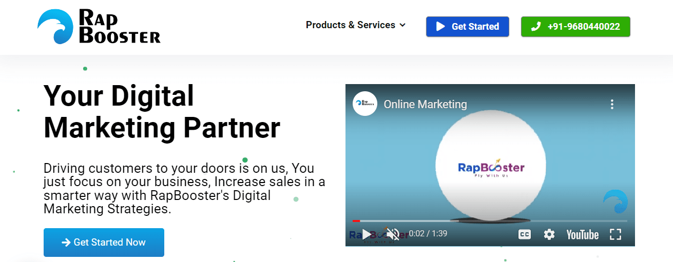 Home page of Rap Booster, a great alternative to Infobip.