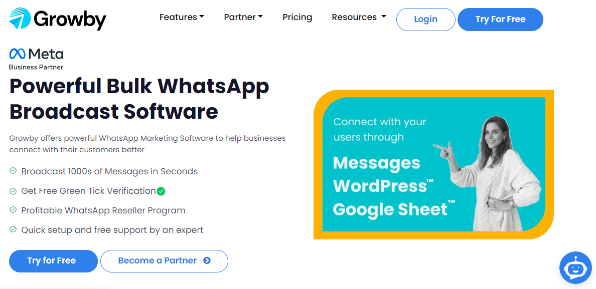 Home page of Growby, a good alternative to Infobip.
