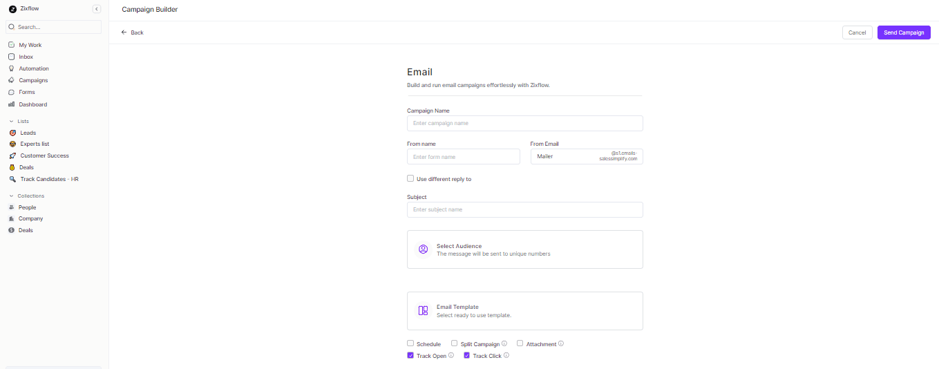 Zixflow is an all-in-one platform that provides features more than email marketing like you can manage leads and deals, connect with your customers, and more.