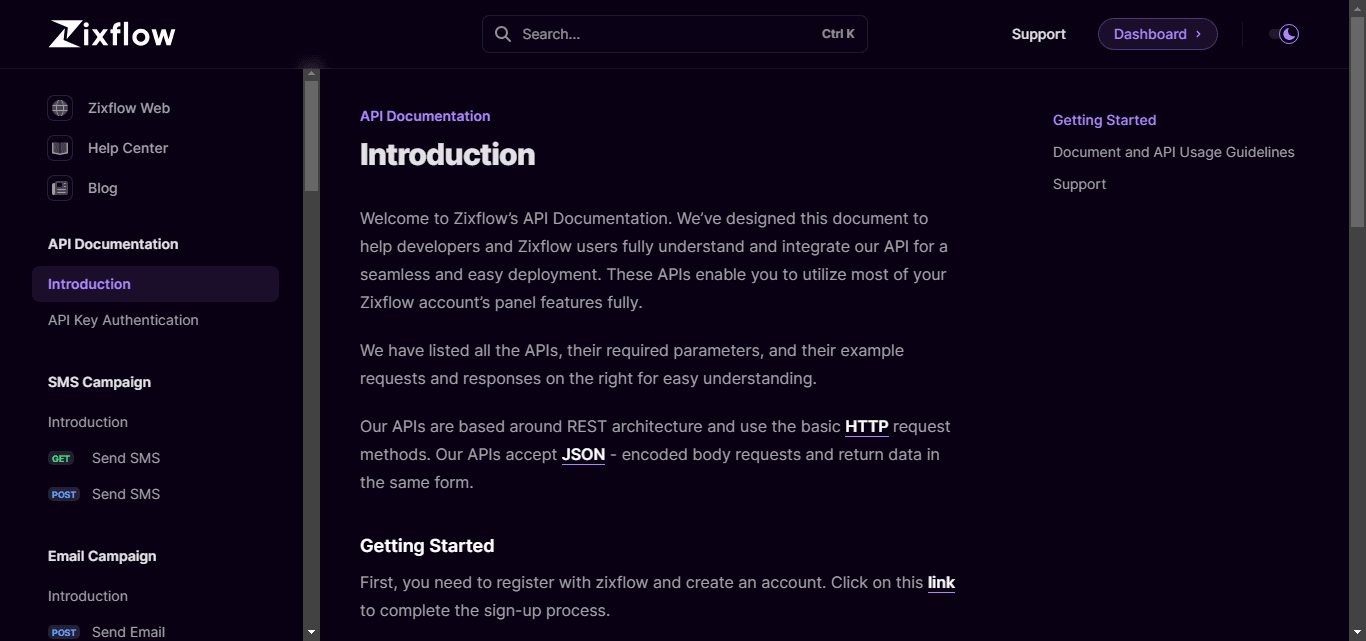 Unified API docs of Zixflow.