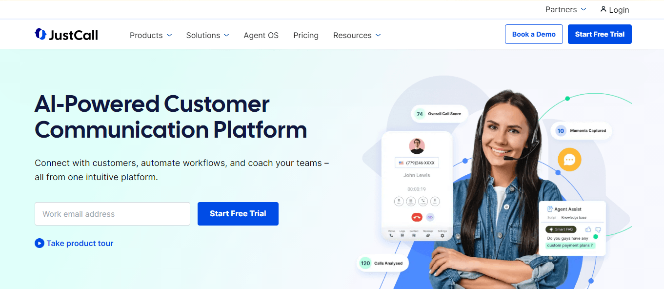 JustCall, an AI-driven customer conversation solution.
