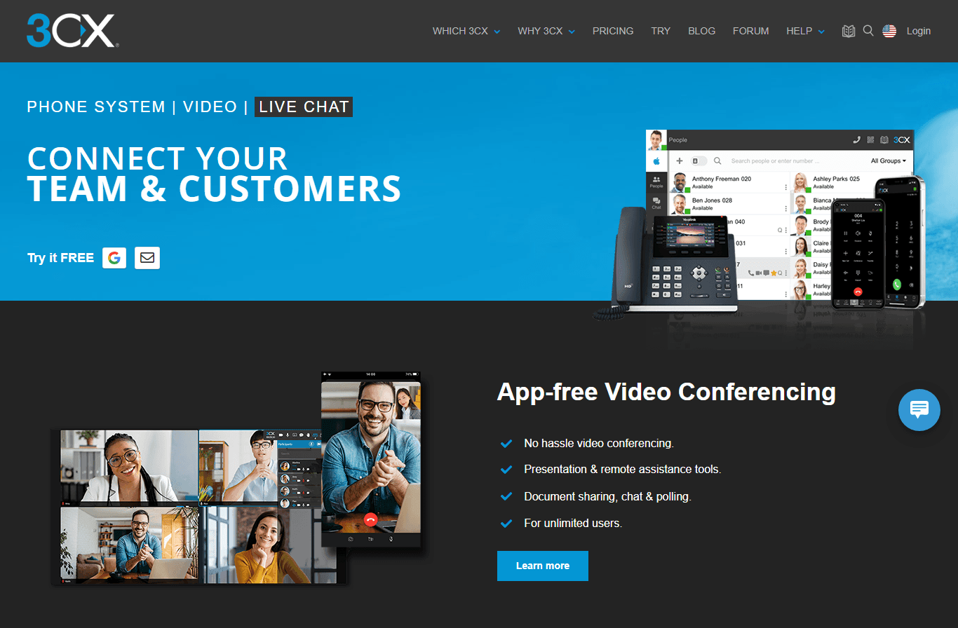3CX, a Vonage alternative that lets you connect your teams and customers.
