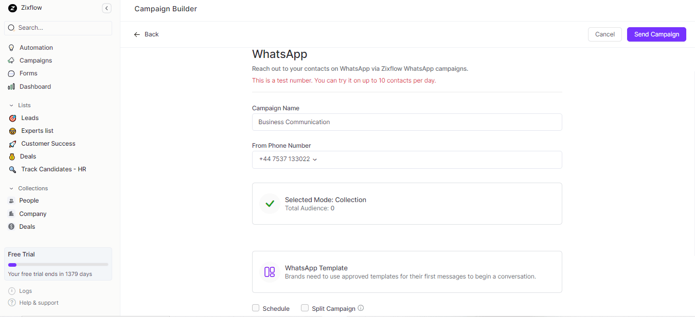 Zixflow’s easy-to-use campaign builder.