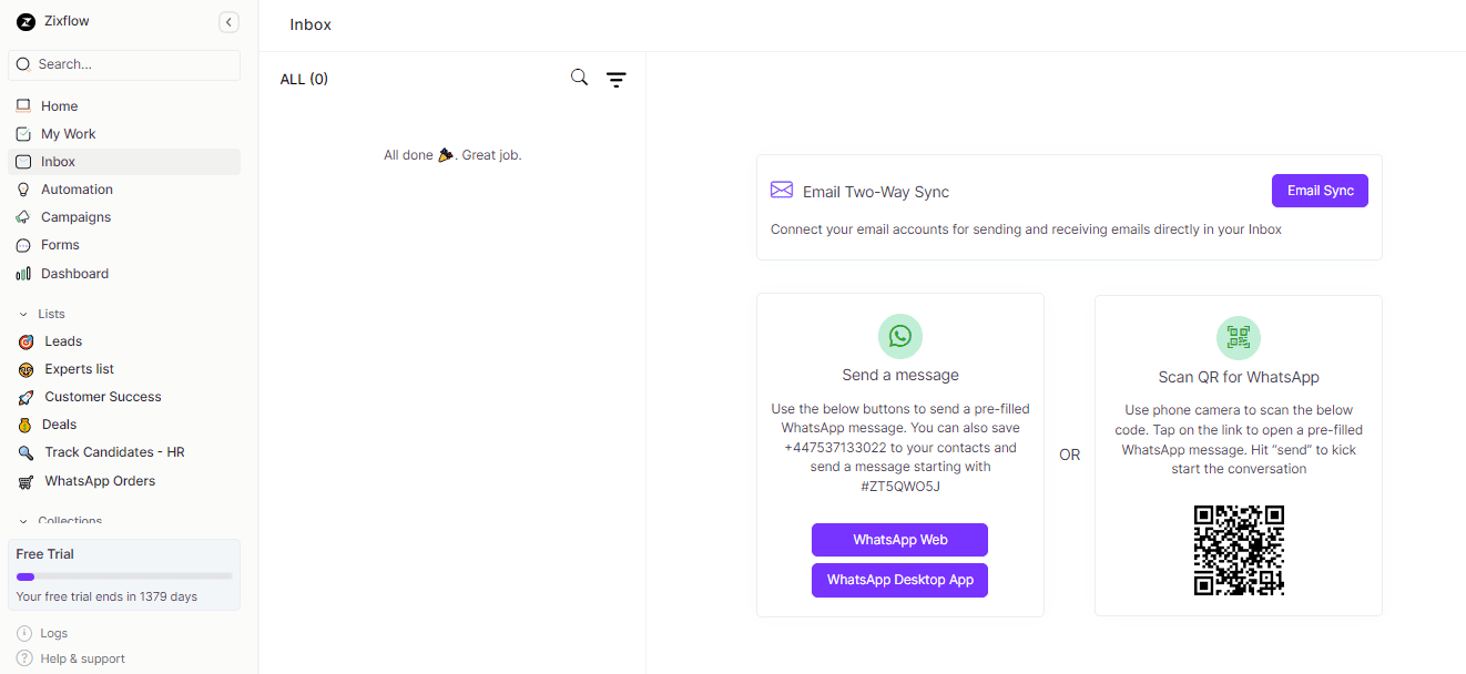 Zixflow provides a centralized inbox so that you can get all your communication updated in one place.