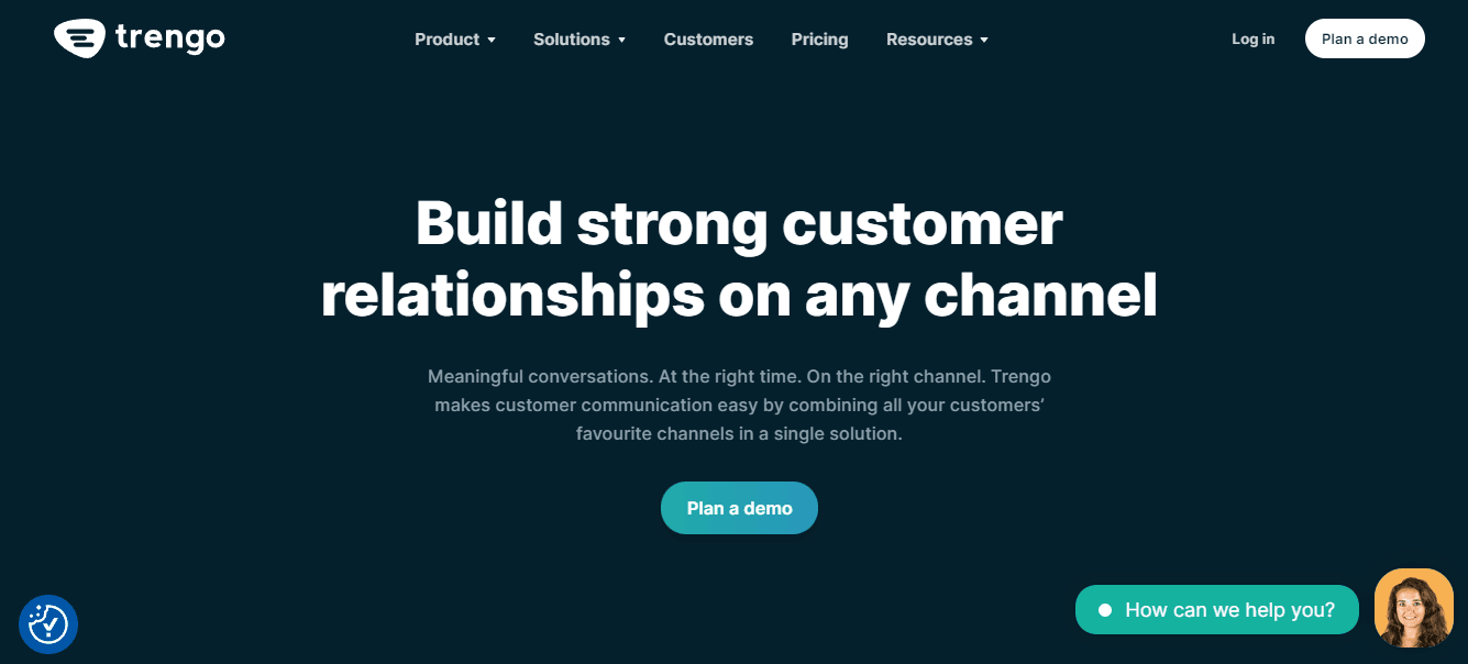 Home page of Trengo, an excellent alternative to 360dialog.