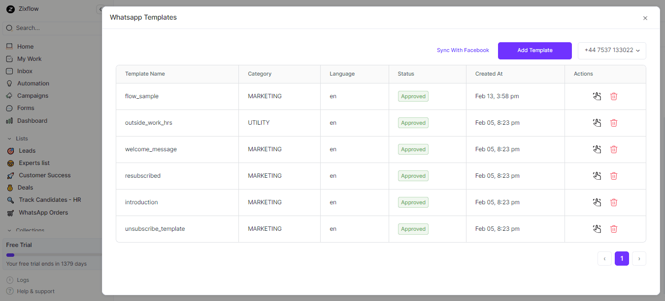 Zixflow provides ready-to-use WhatsApp templates.