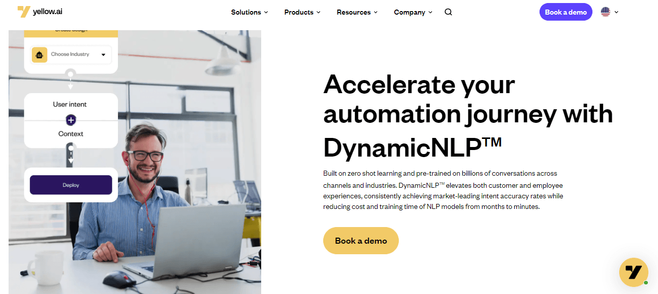 Home page of Yellow.ai, an alternative to 360dialog.