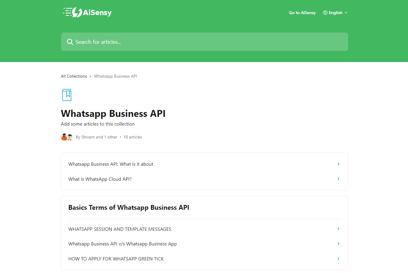 WhatsApp API docs of AiSensy.