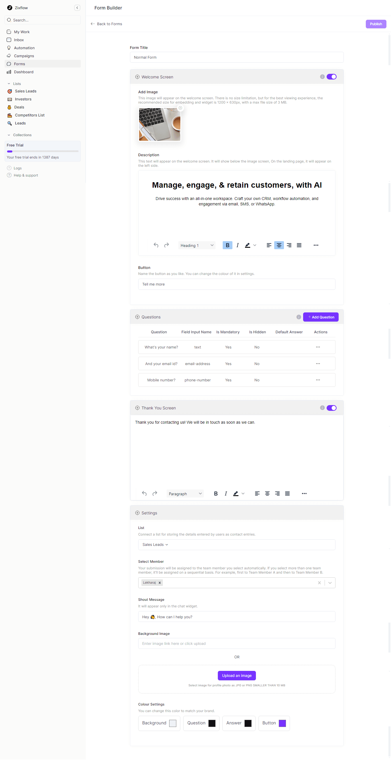 Zixflow provides easy-to-build forms.