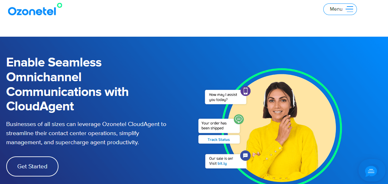 Home page of Ozonetel CloudAgent, a great alternative to Karix.