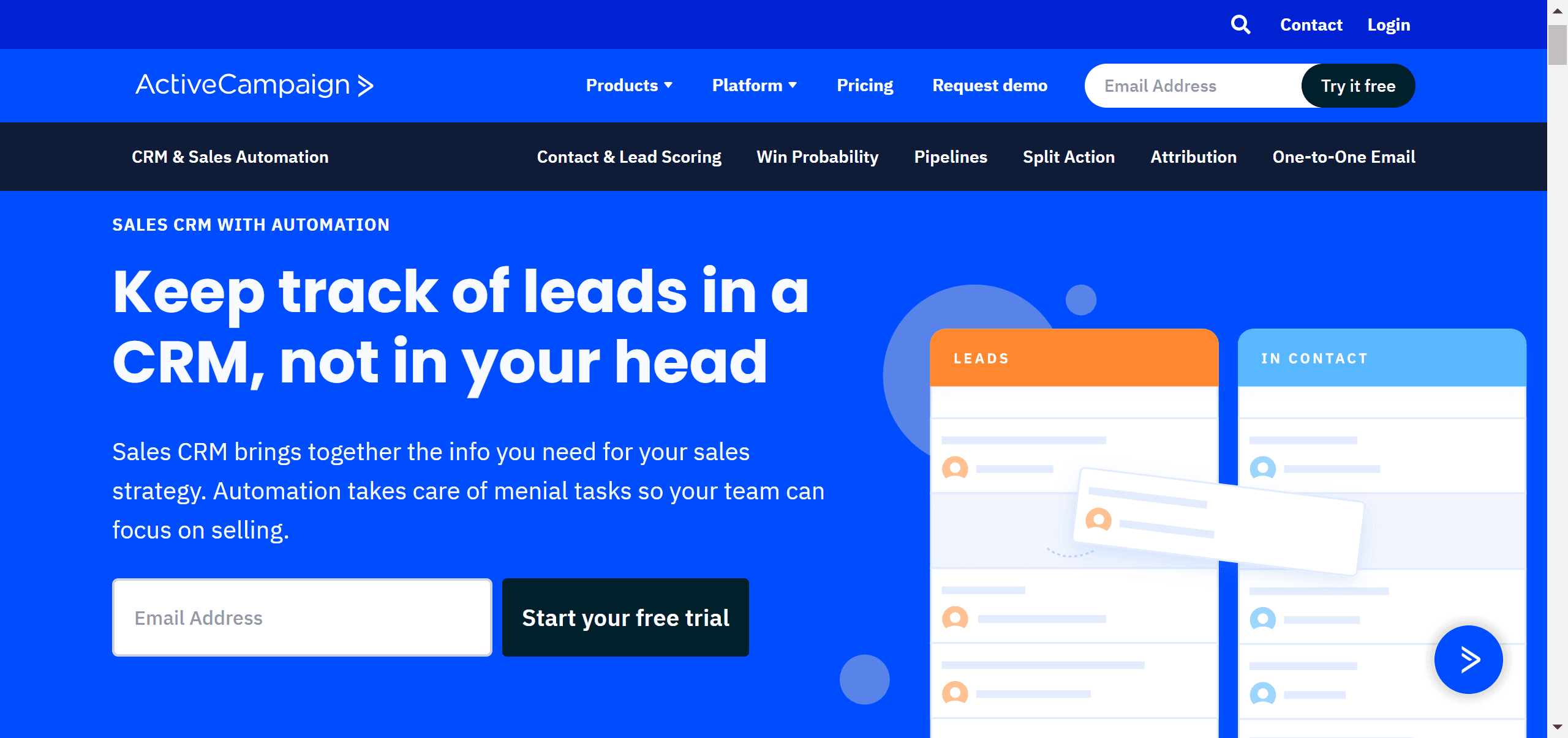 Combine CRM with marketing automation to score and nurture leads with ActiveCampaign.