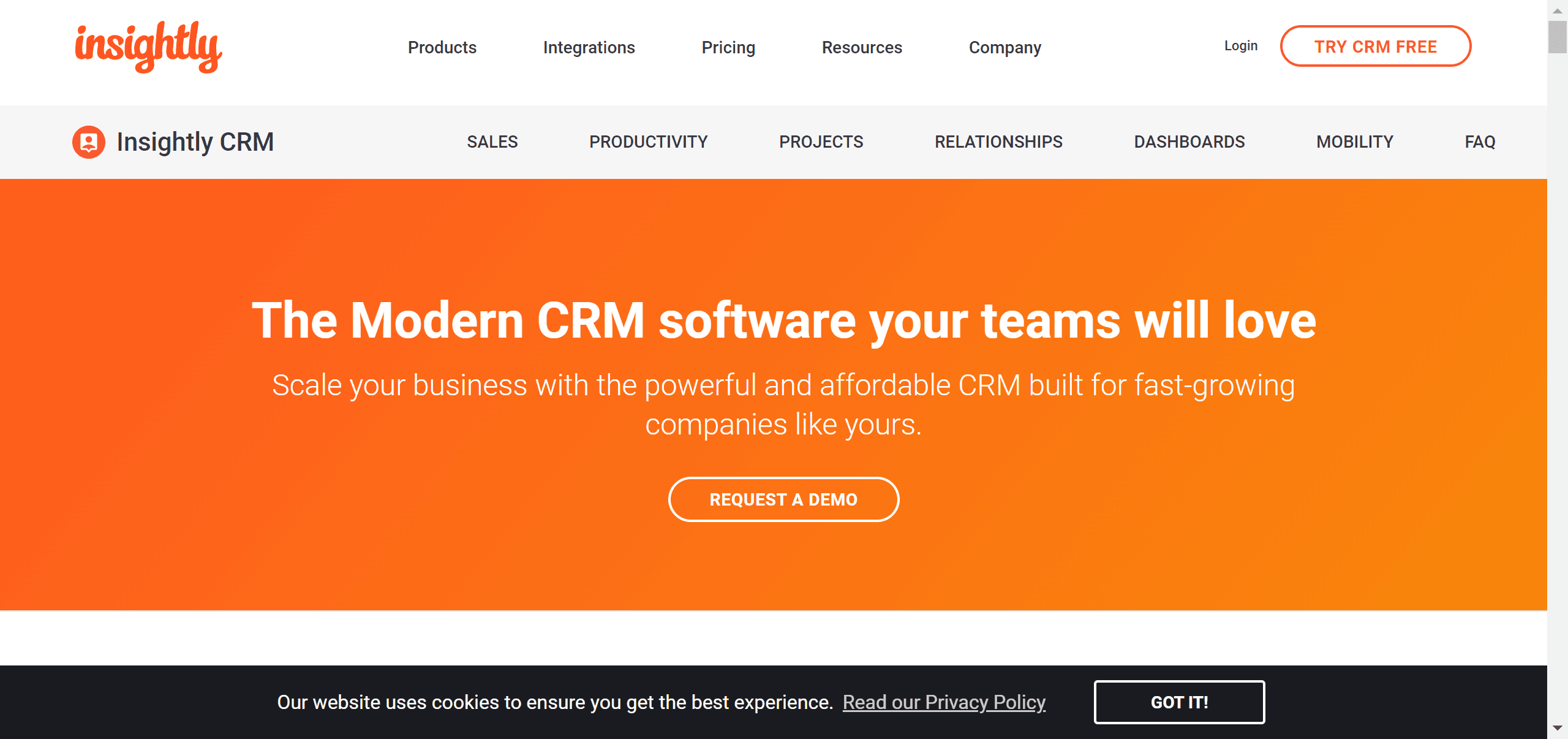 Integrate your CRM with project management through Insightly.