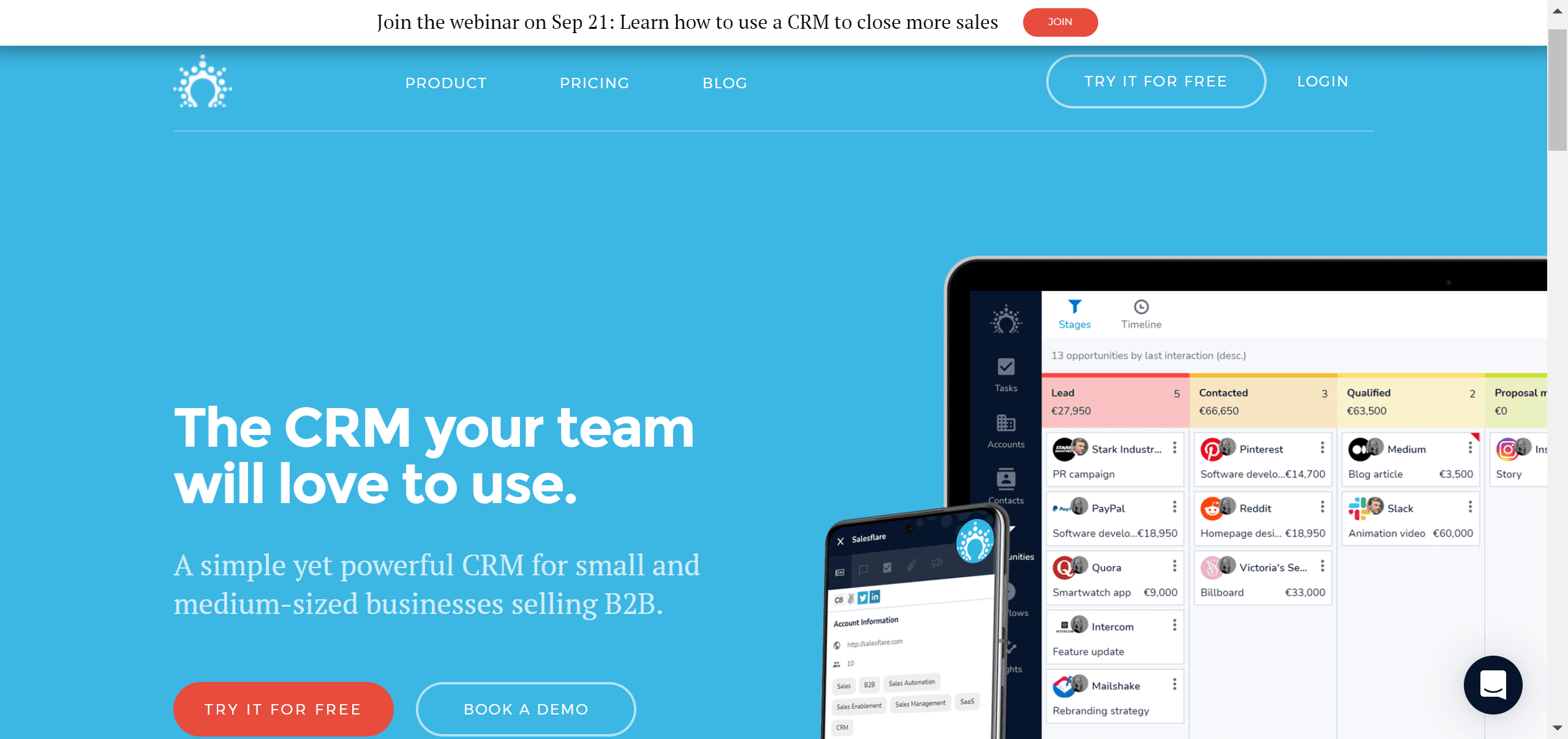 Enhance your B2B sales by equipping your team with Salesflare CRM.
