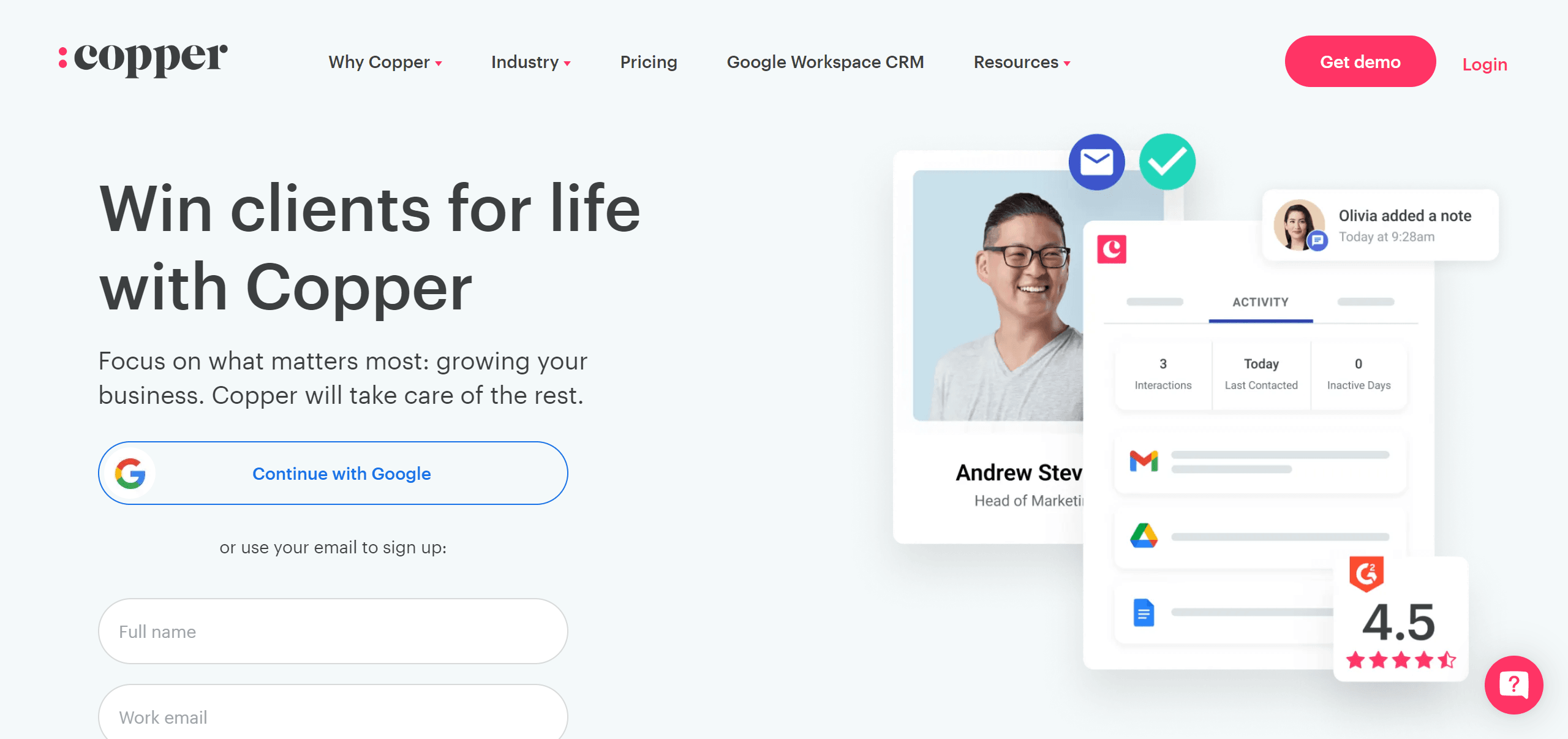 Streamline workflow by easily integrating Google Workspace with Copper CRM.