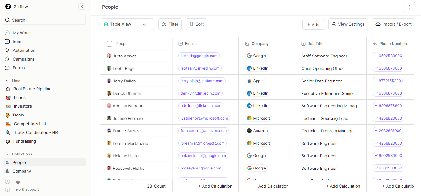 Access your customers’ data easily and reduce redundancy with Zixflow People.