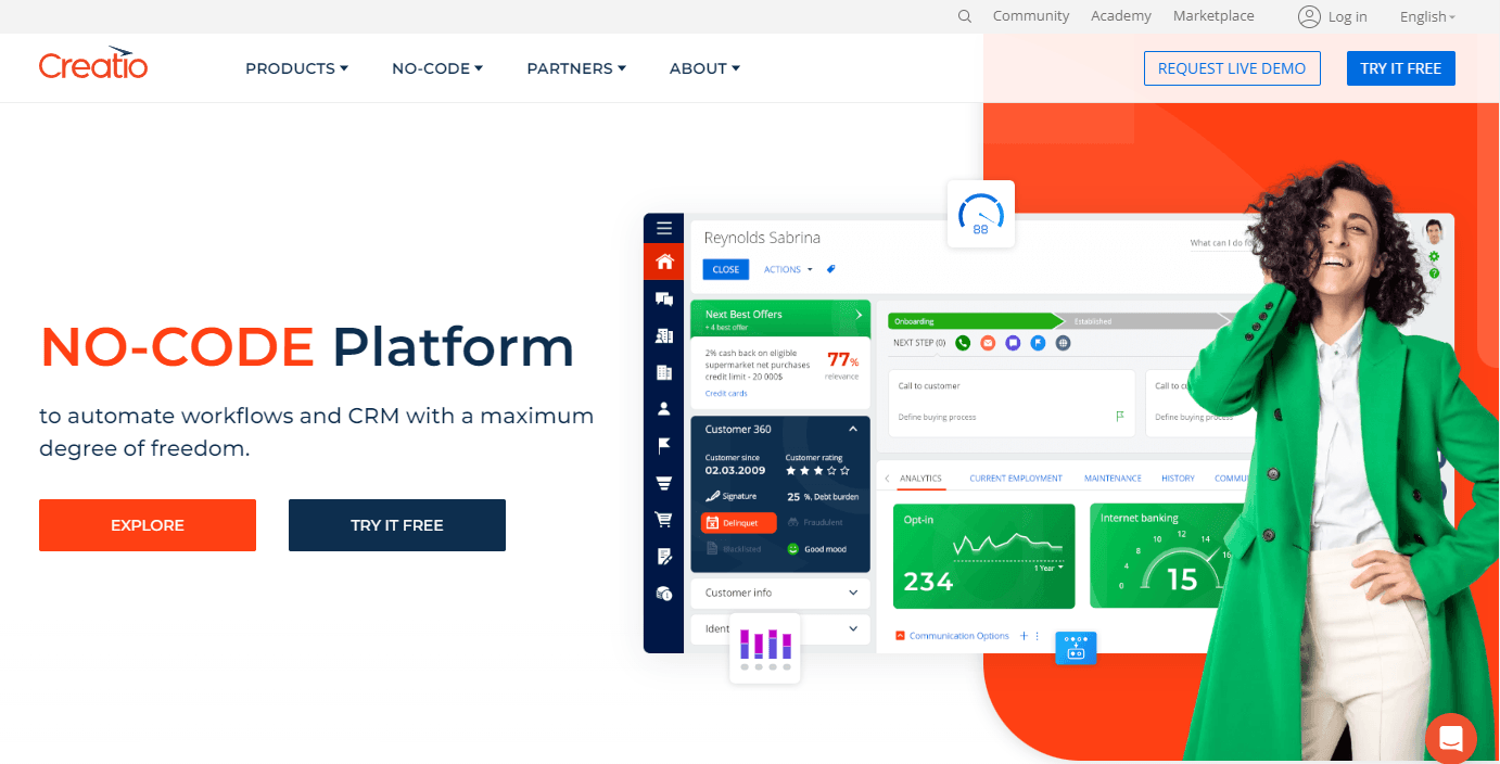 Creatio is one of the best CRMs for investment banking in the mid-market.