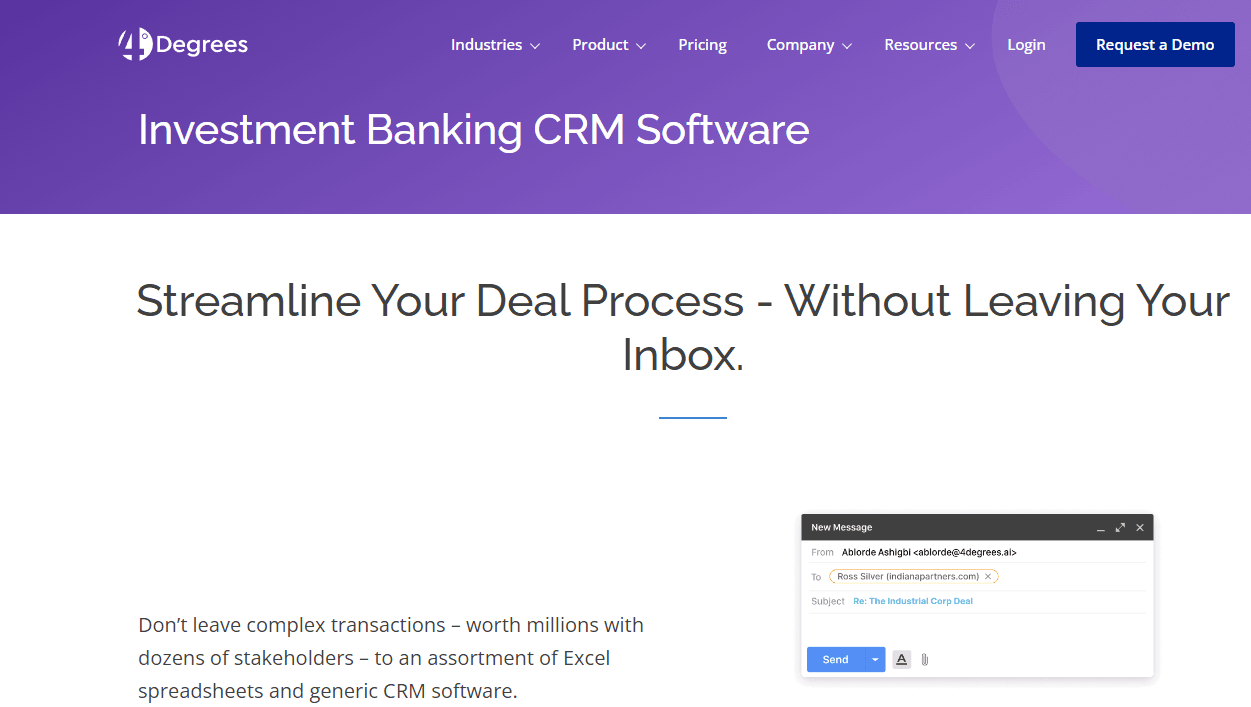 4 Degrees, a simple CRM for small investment banks.