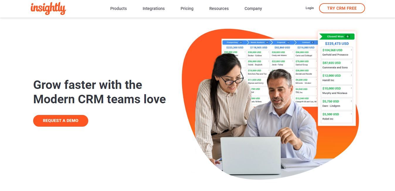 To streamline your workflow and achieve goals faster, you can go with Insightly CRM's all-in-one platform best for your startup.