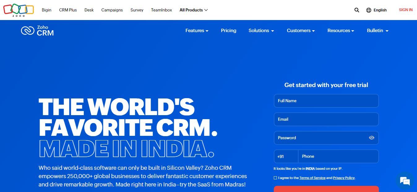 You can take your startup to new heights with Zoho, the game-changing mobile-friendly startup CRM tool!