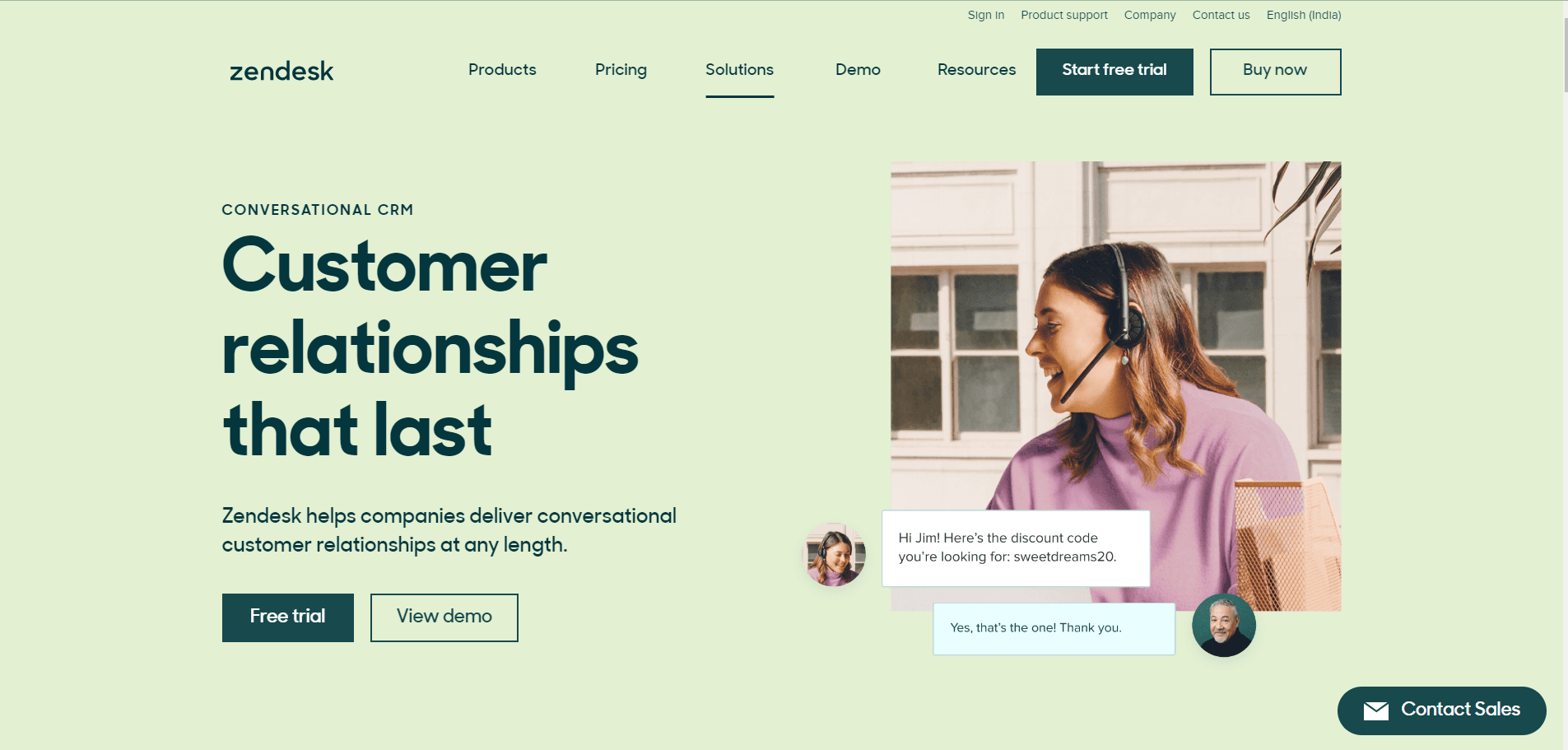 Zendesk Sell, an alternative CRM to Pipedrive, is used to increase sales through a personalized conversation with a chatbot in live chat.