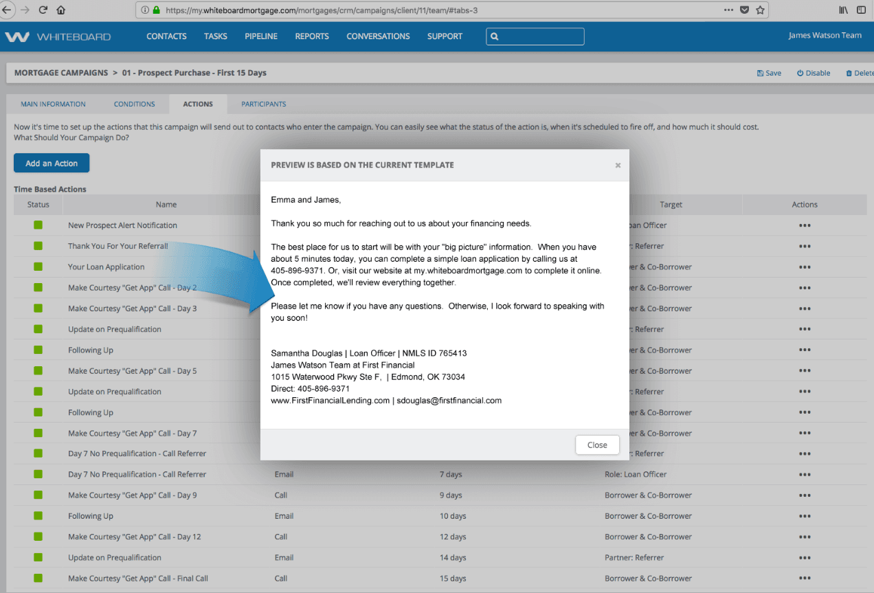 Whiteboard CRM, a CRM for mortgage brokers and loan officers. (Source)