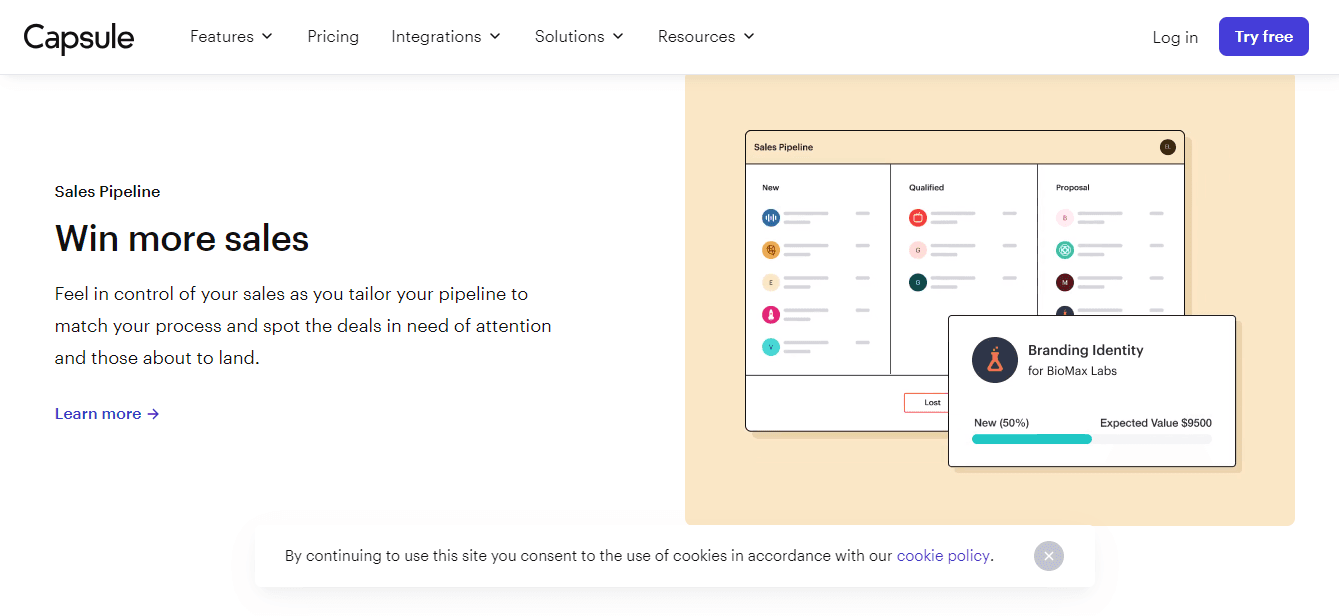 Capsule CRM swiftly manages the sales pipeline for your consultancy business.