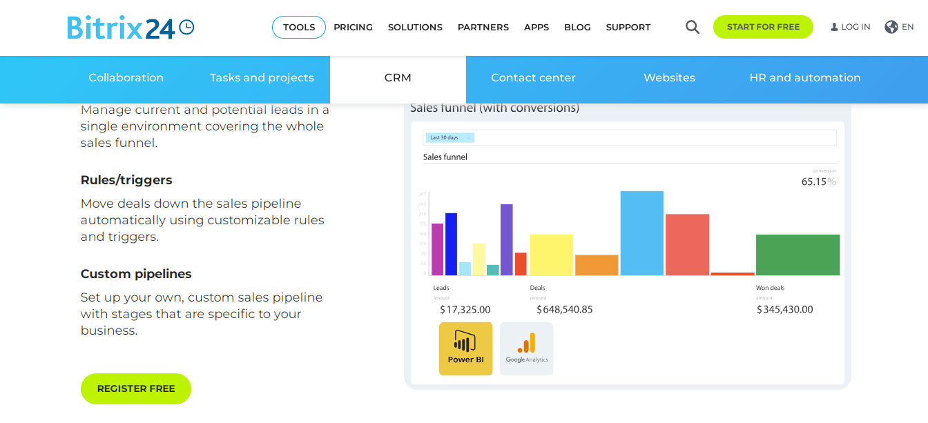 Bitrix24, one of the best consulting CRM software, enables consultants to smoothly qualify leads.