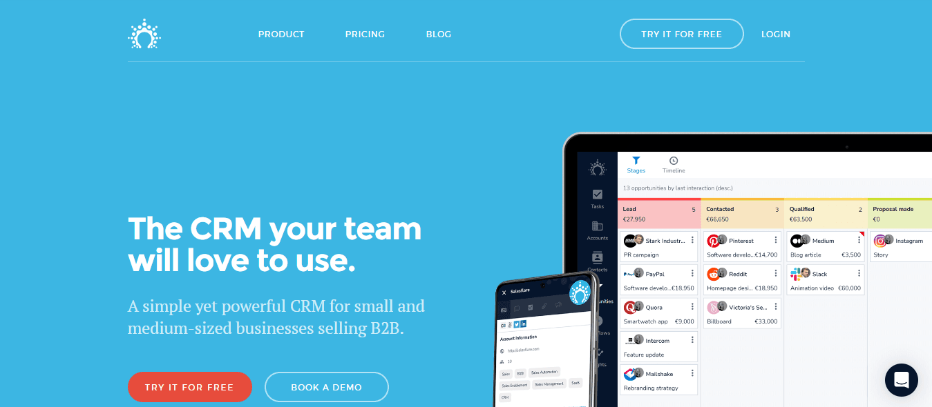 Salesflare, a CRM for consultants especially for those who are selling advice to the B2B segment.