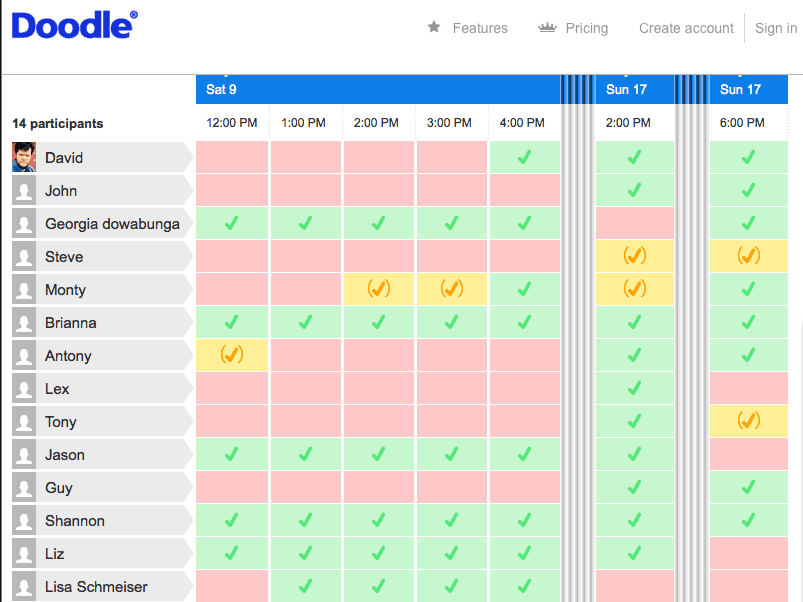 Schedule your calendar with Doodle online meeting scheduler.