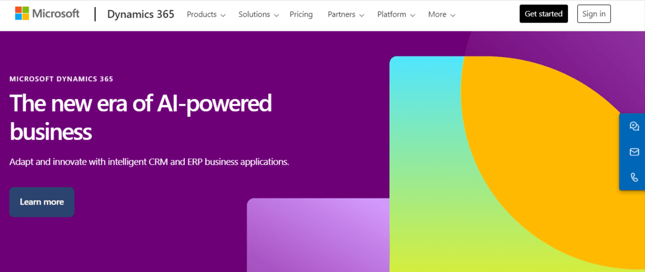 Home page of Microsoft Dynamics 365, a cloud Folk CRM alternative.