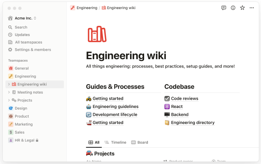 Dashboard of Notion, the best alternative to Airtable.