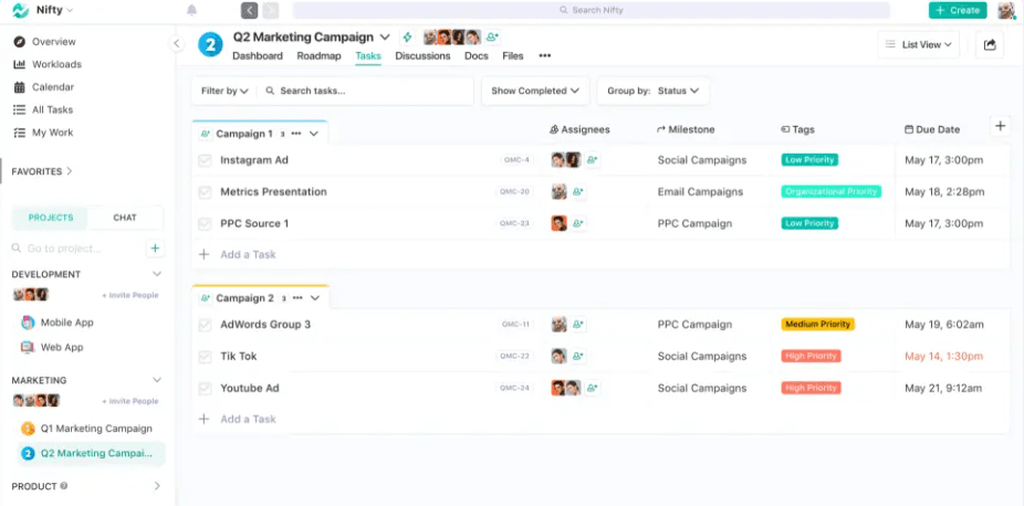 You can create workspace as per your need with Nifty.