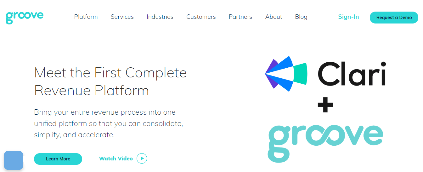 Home page of Groove, a great Outreach alternative.