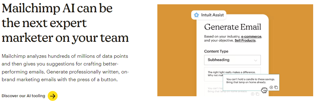 The advanced AI-powered suggestions for email campaigns offered by Mailchimp make it a tough competitor to Constant Contact.
