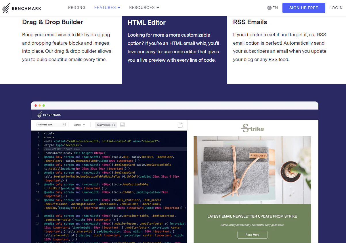 The advanced email campaign-building options offered by Benchmark make it a great alternative to Constant Contact.