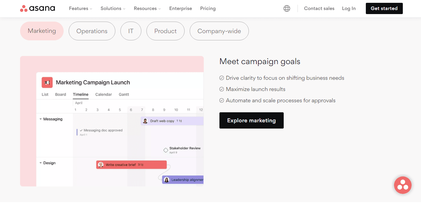 Asana - One of the most rated ClickUp alternatives as it helps you maintain marketing campaigns.