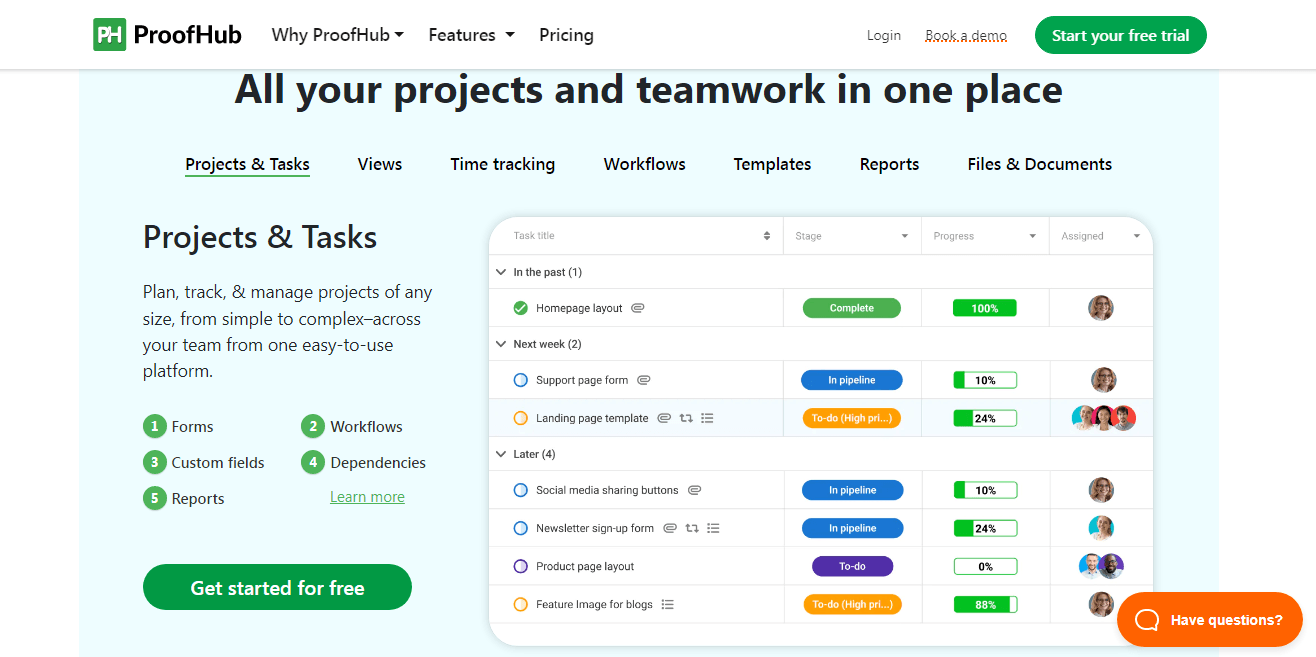 ProofHub - One of the top ClickUp alternatives as it helps you organize all your projects impressively.
