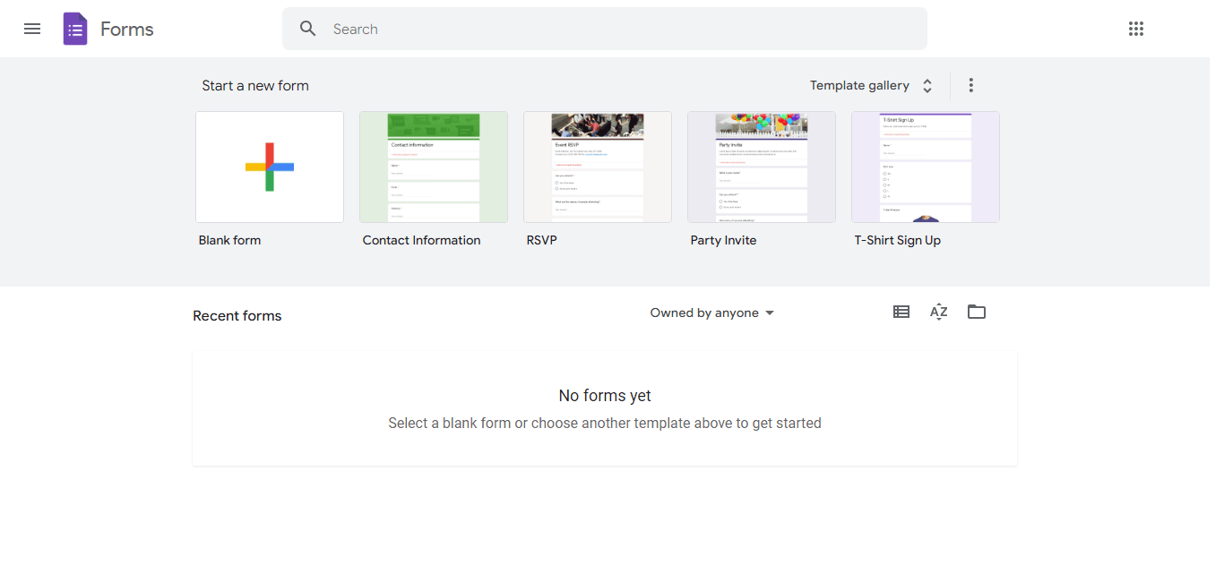 Google Forms, one of the best free Typeform alternatives.