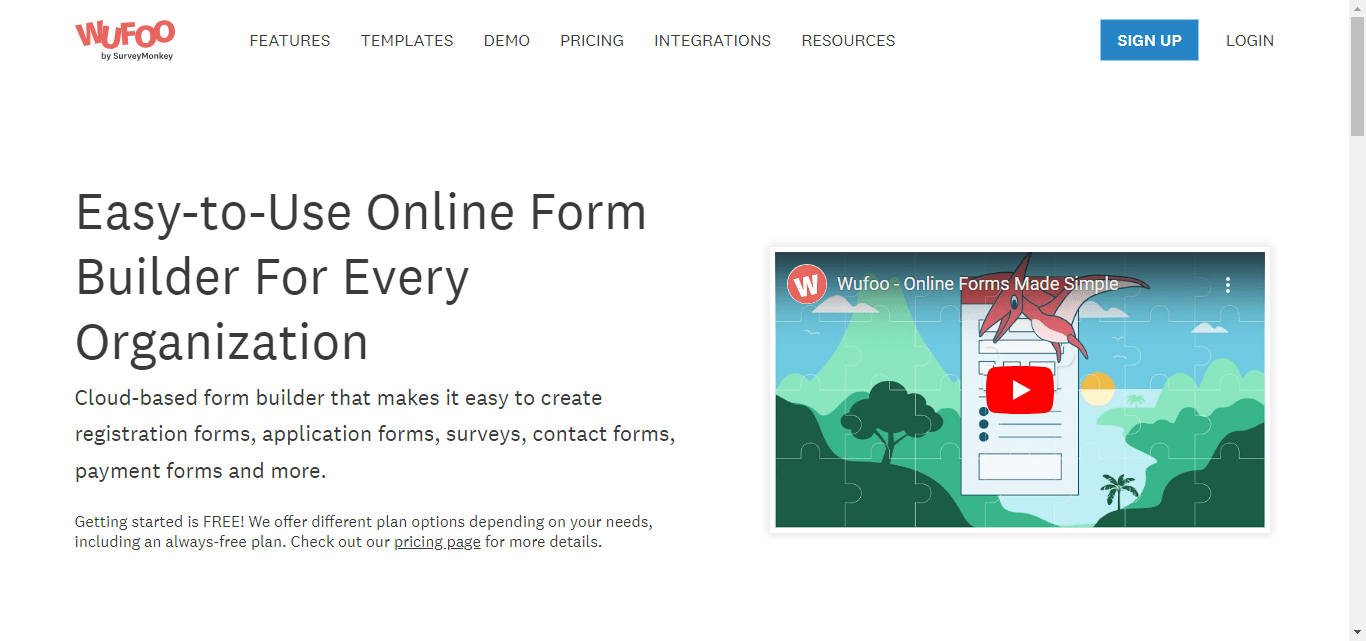 Wufoo, a cloud-based Typeform alternative.