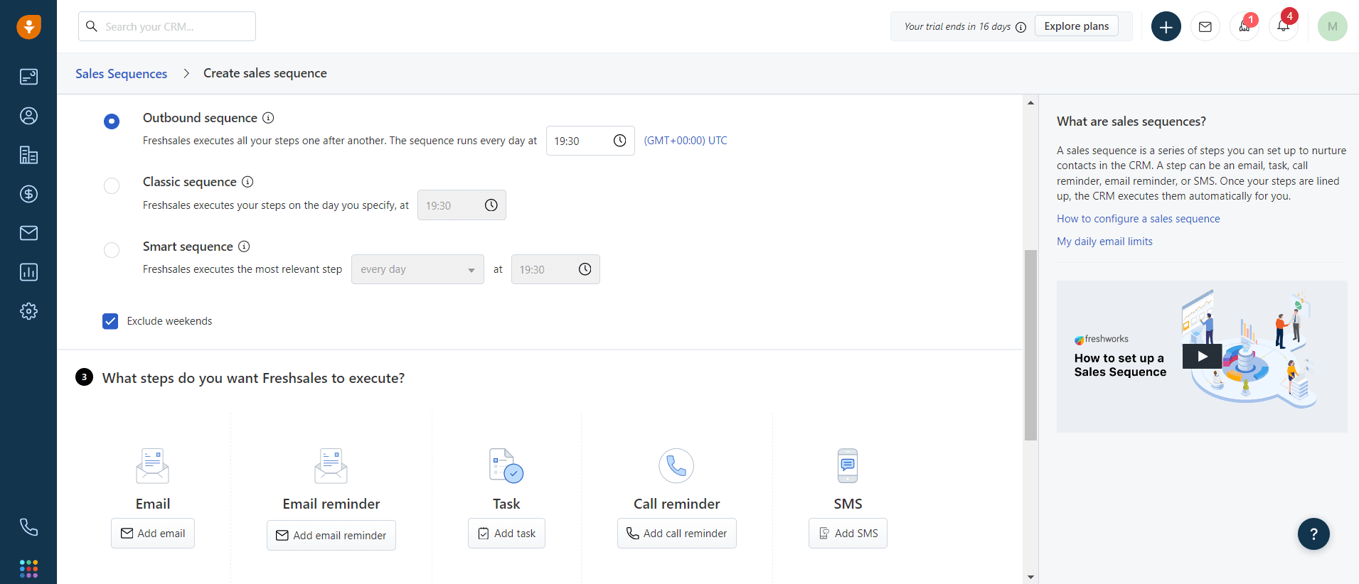 The automated sales sequence set up through email, SMS, and phone calls is provided by Freshsales which you can use to accelerate new sales growth.