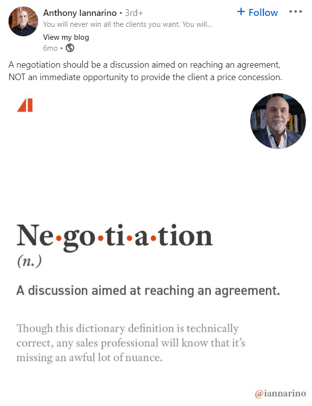 Seek inspiration from Anthony Lannarino to uplift and empower your team! Take this valuable tip and watch your team succeed in sales meetings!(Source: LinkedIn)