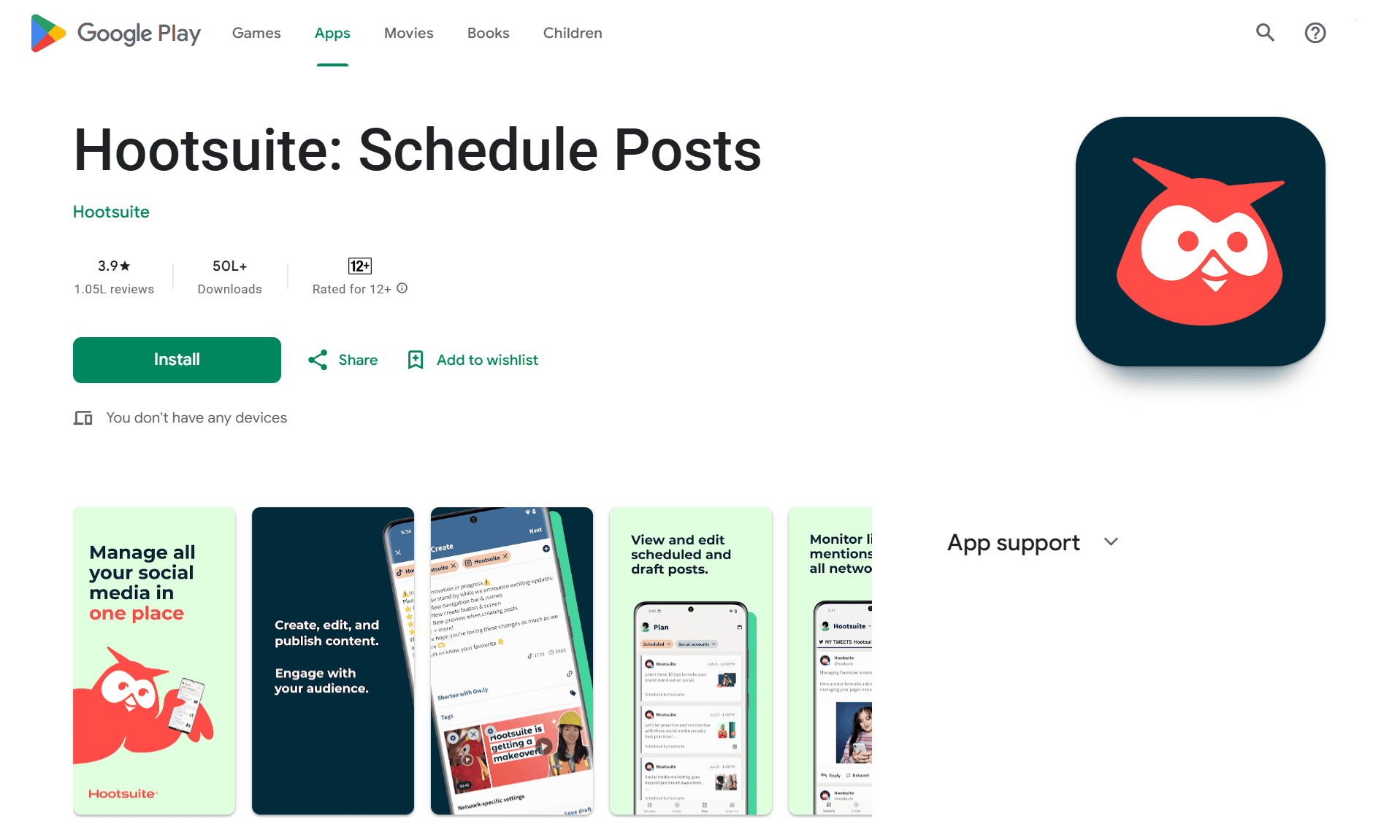 Hootsuite’s mobile app lets you schedule and automate your social media posts.