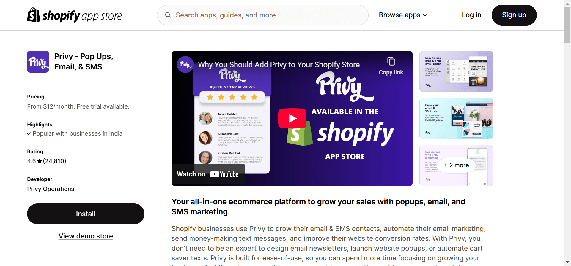 With Privy’s e-commerce app, you can drive conversions via popups, emails and text messages.