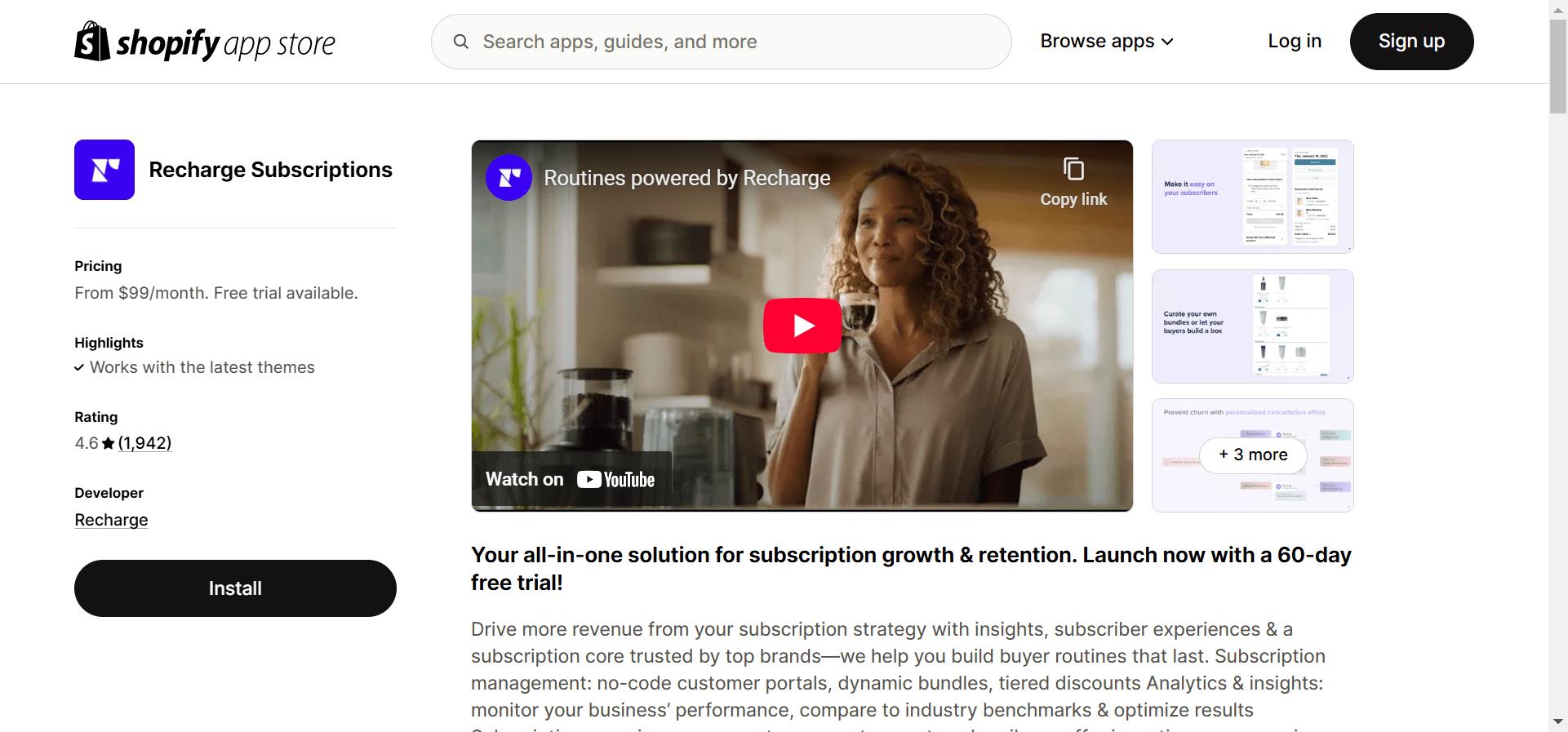  With Recharge’s app, you can package your products into monthly subscriptions. 