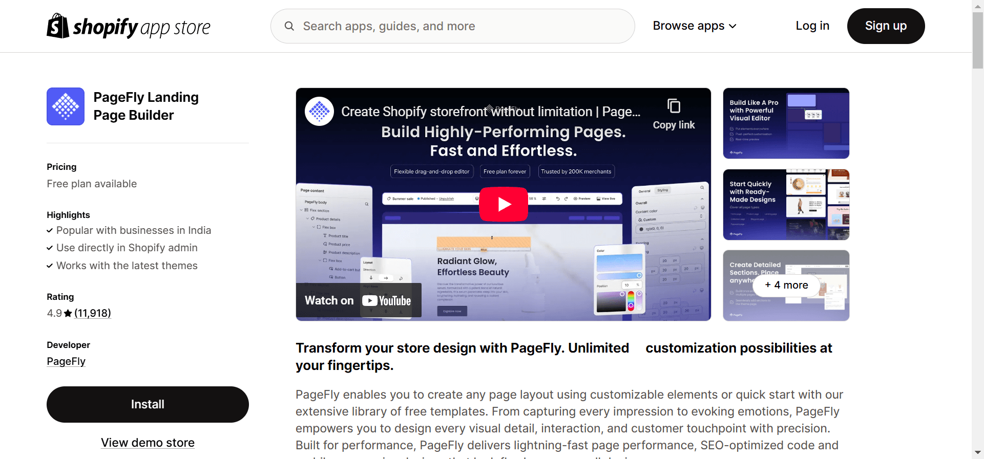 Using PageFly’s e-commerce app, you can build custom product pages for your online store.