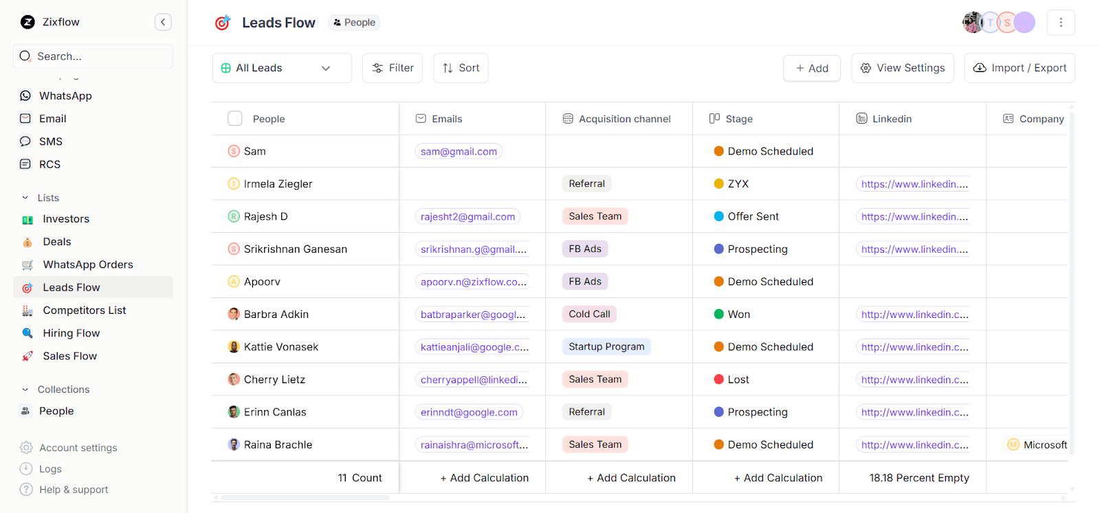 Zixflow’s advanced CRM lets you not only save contacts but enrich them using AI.